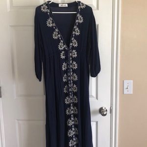 Blue floral midi dress